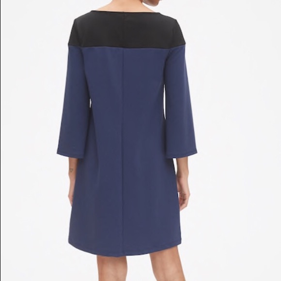 GAP Dress - Midi - Color Block - Bell Sleeves Royal Blue Black SMALL NWT - Picture 3 of 12